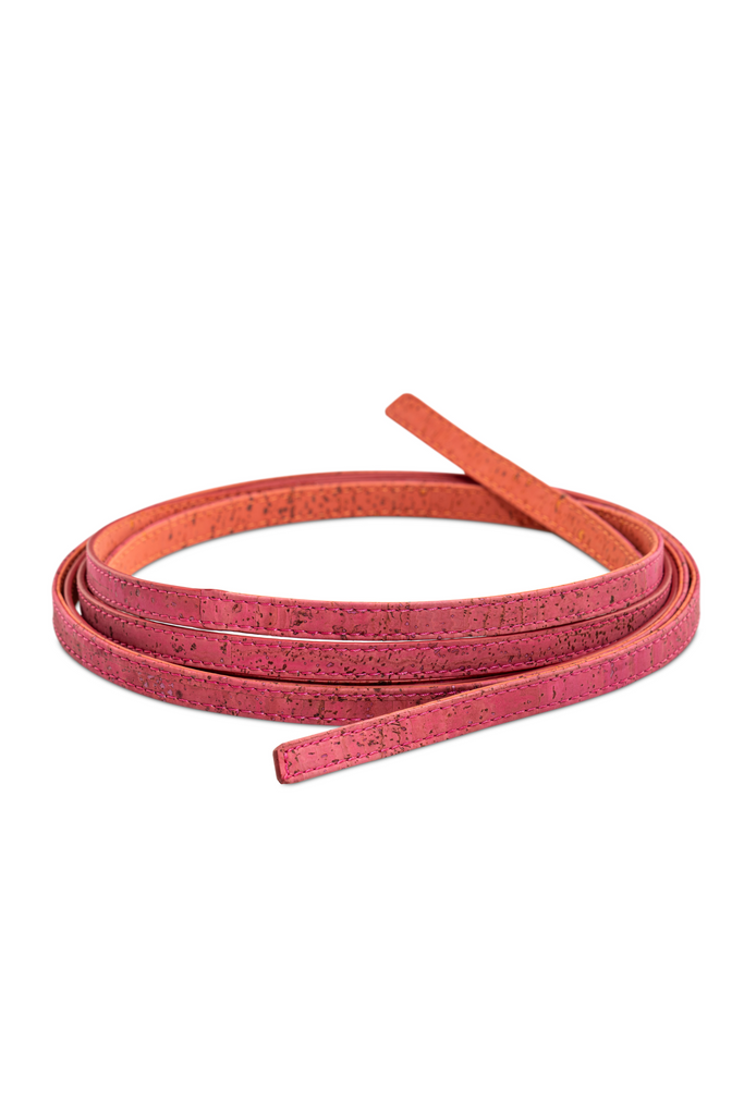 Coral and Hot Pink Sustainable Cork Skinny Belt for Women | JULAHAS