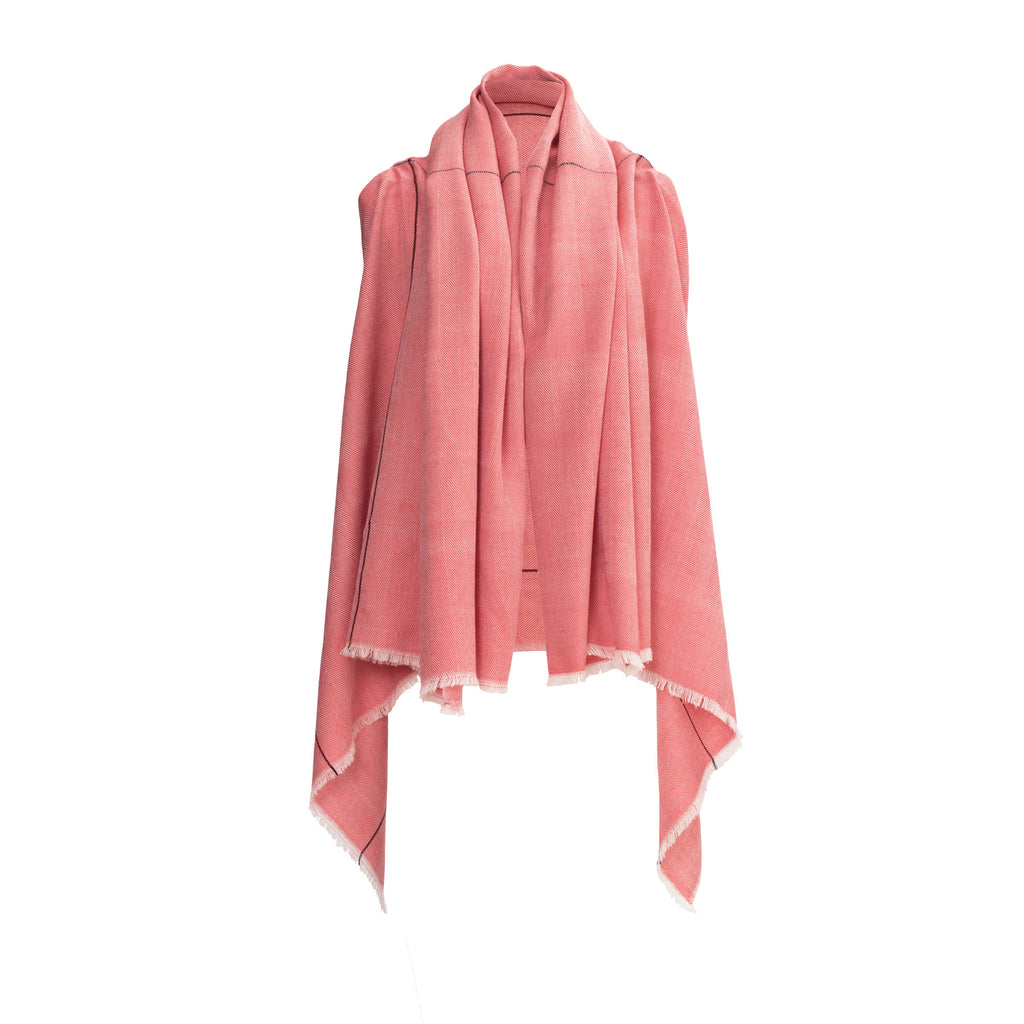 Petite Off white and red light wool cape | JULAHAS 
