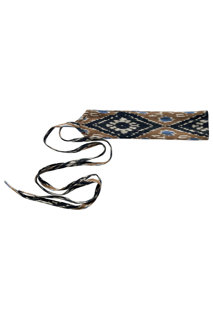 Ikat wrap belt brown, blue, black and olive | JULAHAS