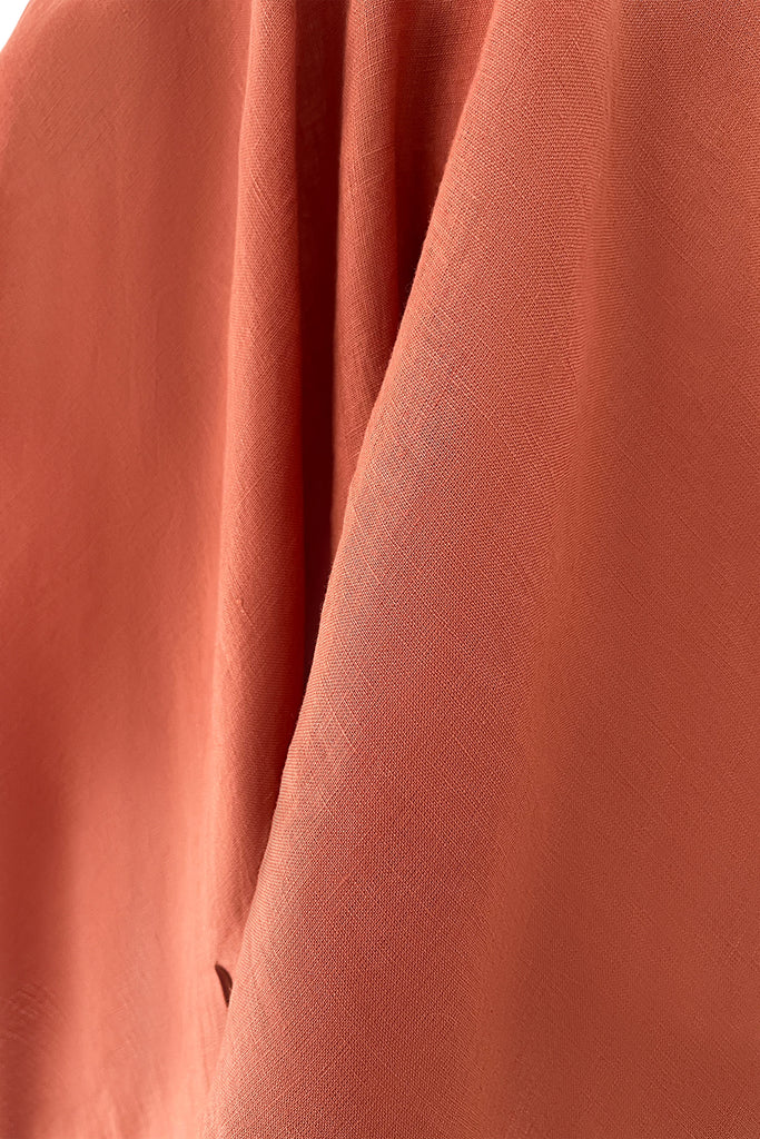 Peachy Salmon coloured lightweight linen kimonos for travel and summer | JULAHAS