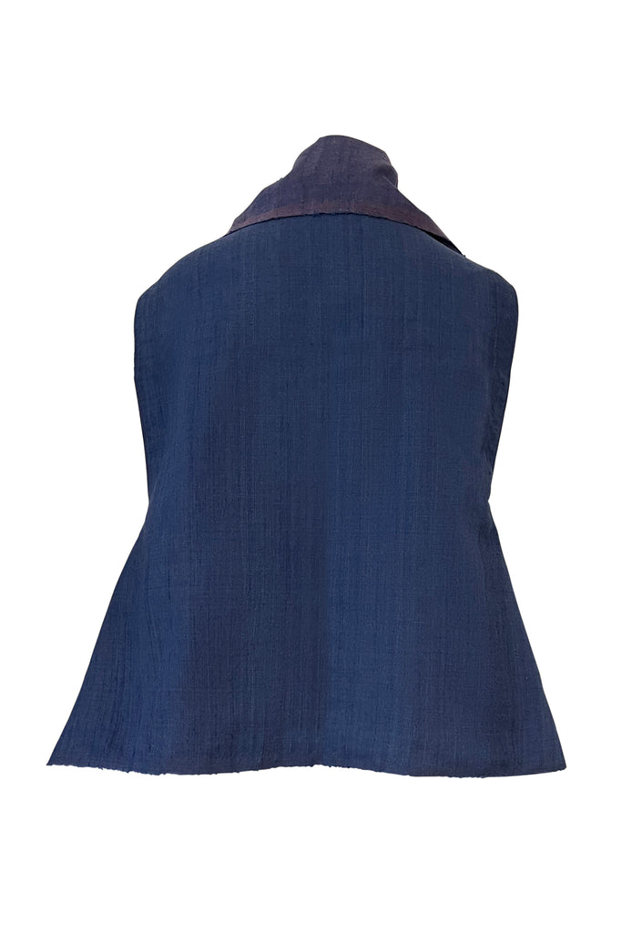 Short Wool Silk Cape purple blue | JULAHAS