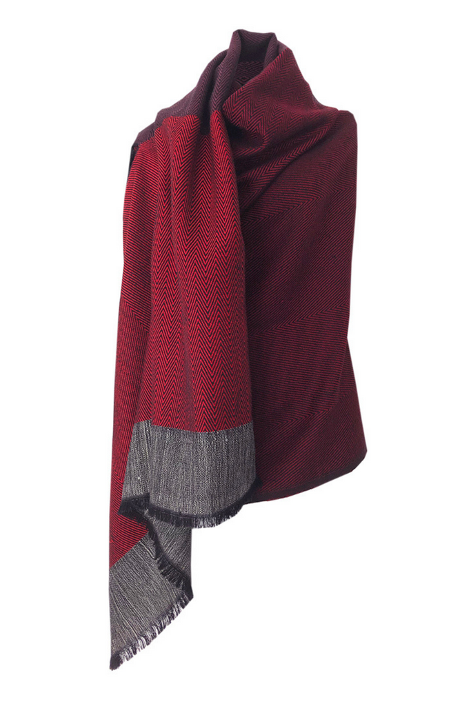 Plum and deep red wool cape for petite women