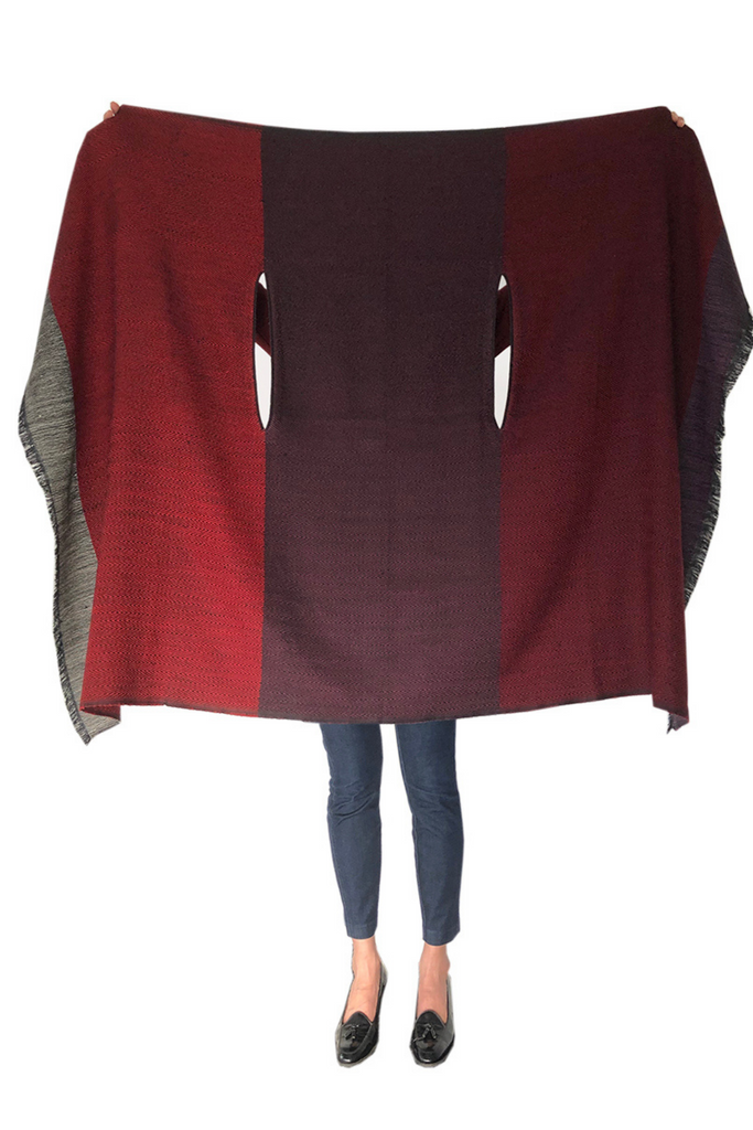 Plum and deep red wool cape for petite women