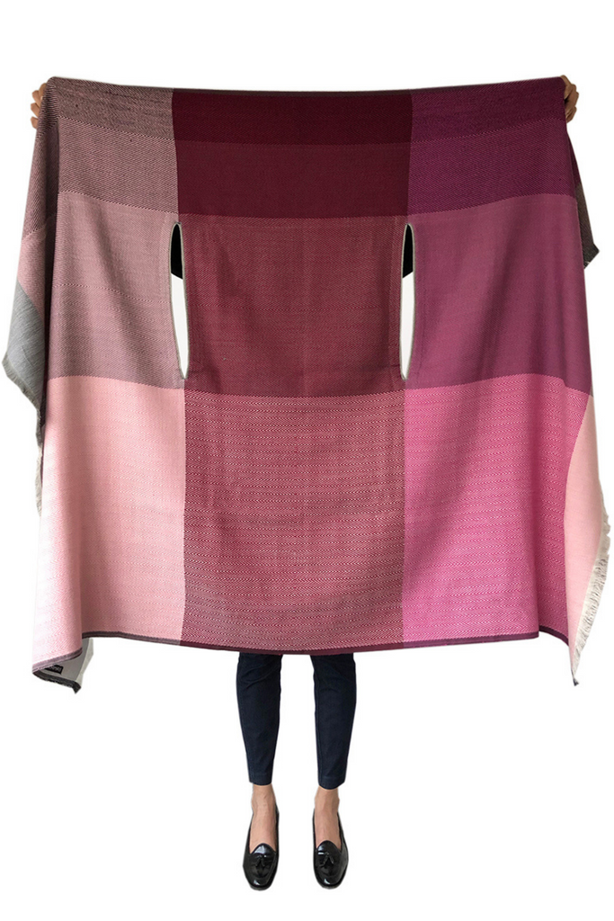 Pink petite wool cape for women 