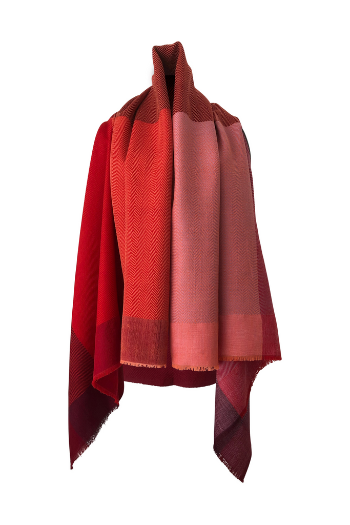 Sustainable red wool cape in Petite size
