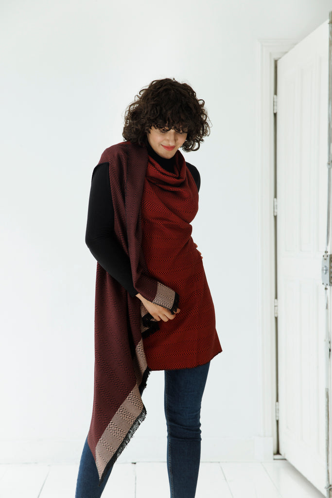 Red cotton cape one size | JULAHAS 