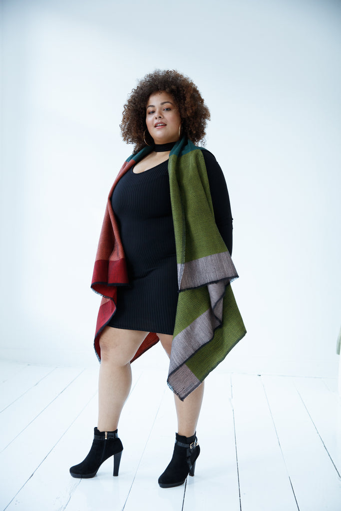 Women's Plus size wool cape in Autumn colours JULAHAS