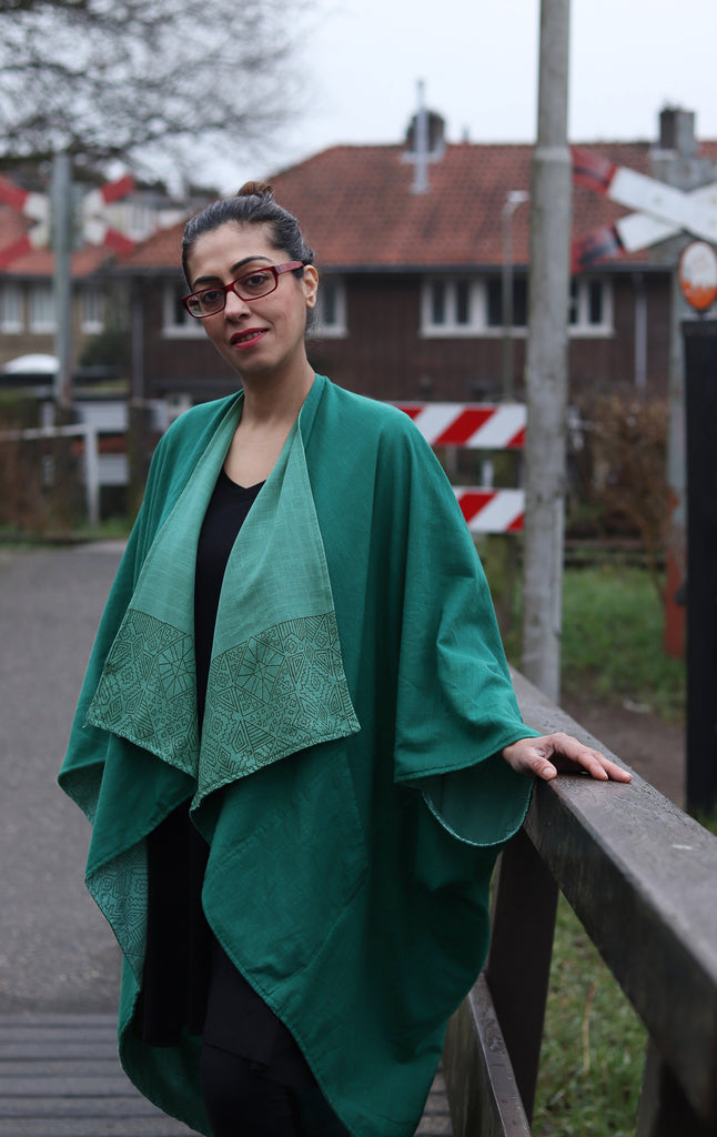 Ocean Green and Pacific Green reversible vegan Kimono | JULAHAS