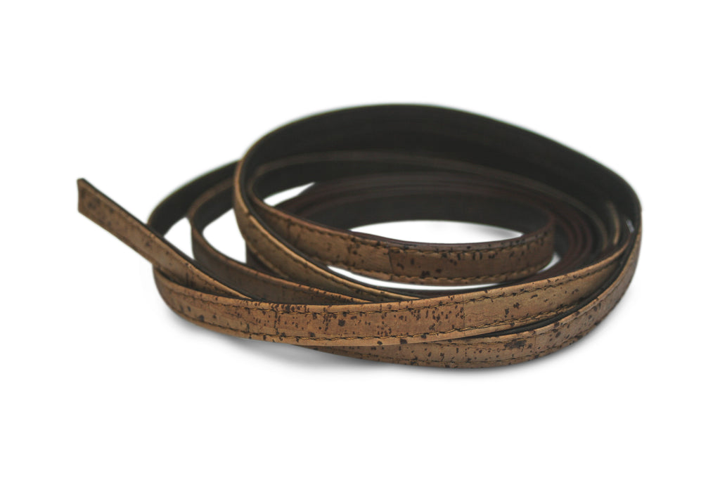 Handmade Reversible Cork Belts for women by JULAHAS in woodland brown and copper glaze