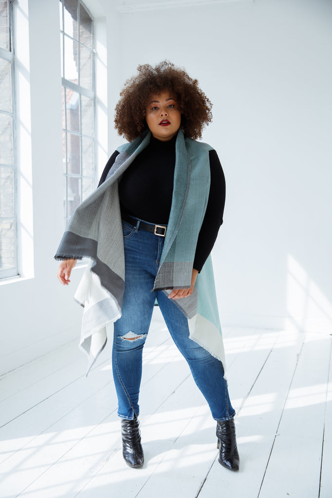 Shop plus Size mint and ivory wool poncho cape from Julahas