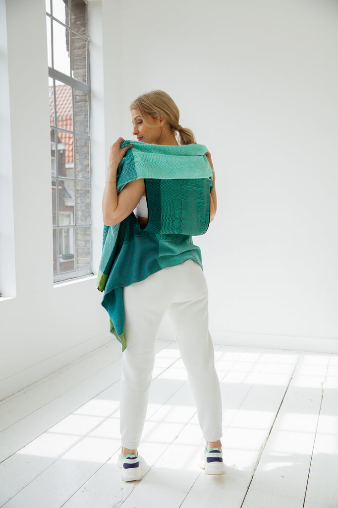 Cotton Cape by julahas in shades of fresh green