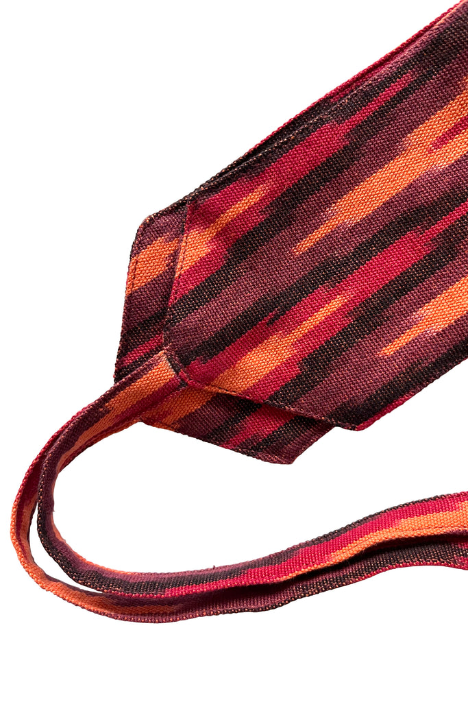 Red Obi wrap ikat cotton belt | JULAHAS