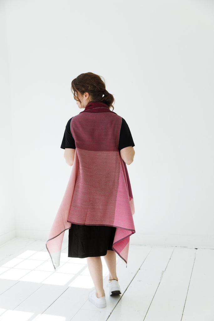 Pink petite wool cape for women