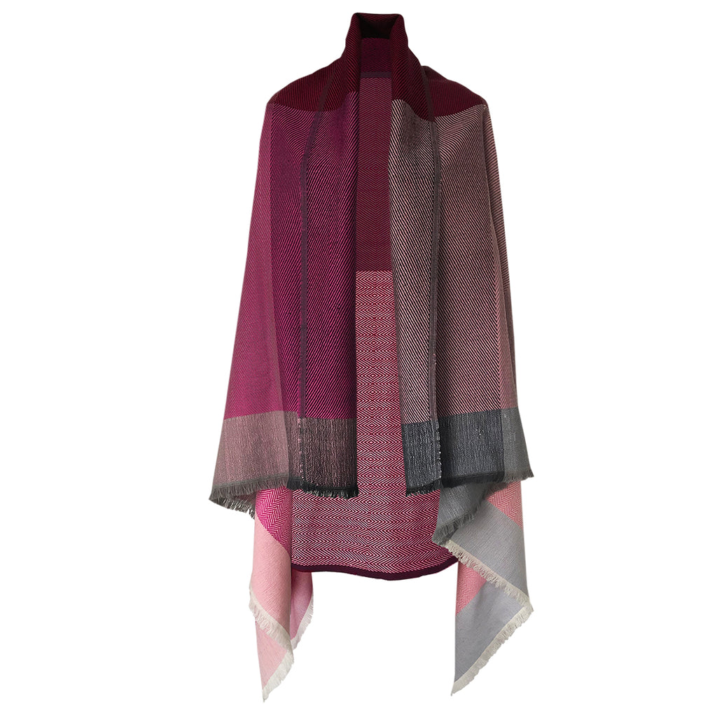 Shop soft wool plus size pink poncho Cape for women Daria Ishikari JULAHAS