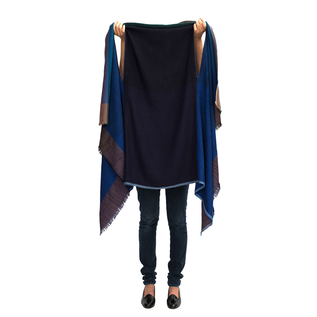 Shop stylish blue wool Cape for women online DARIA Cape Nile by JULAHAS