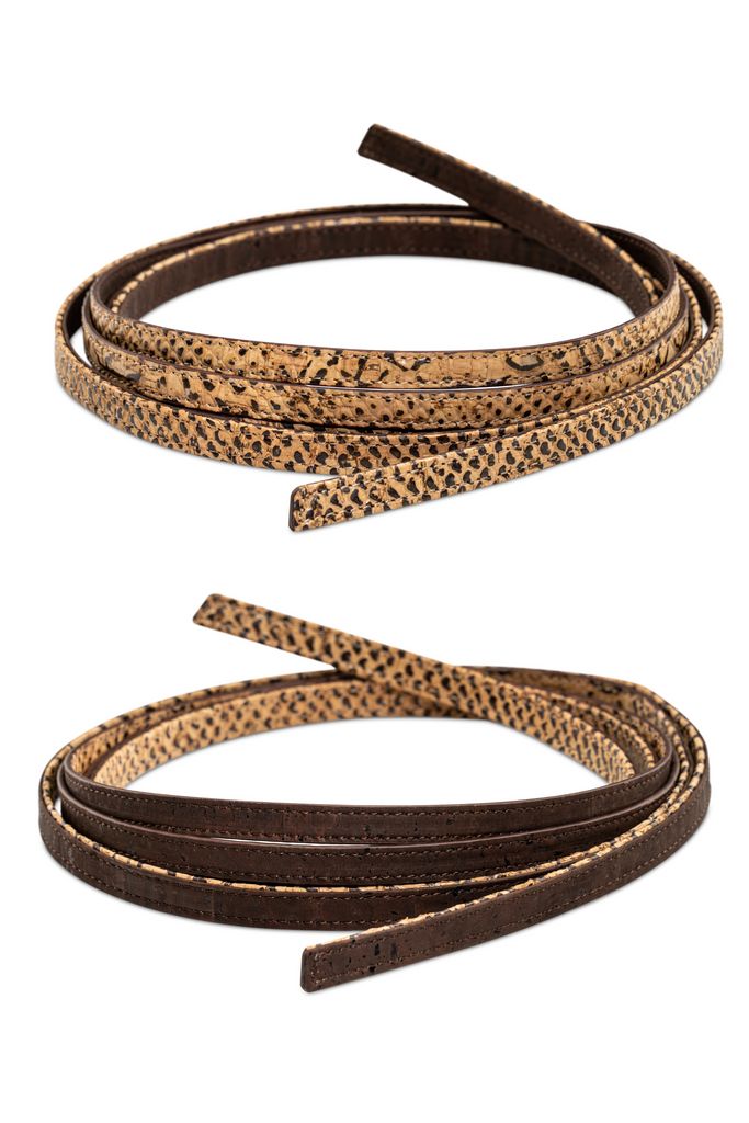 Alligator Brown and Cinnamon Cork Skinny Belt for Women | JULAHAS