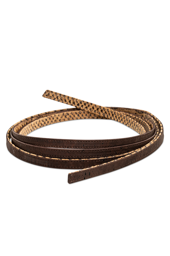 Alligator Brown and Cinnamon Cork Skinny Belt for Women | JULAHAS