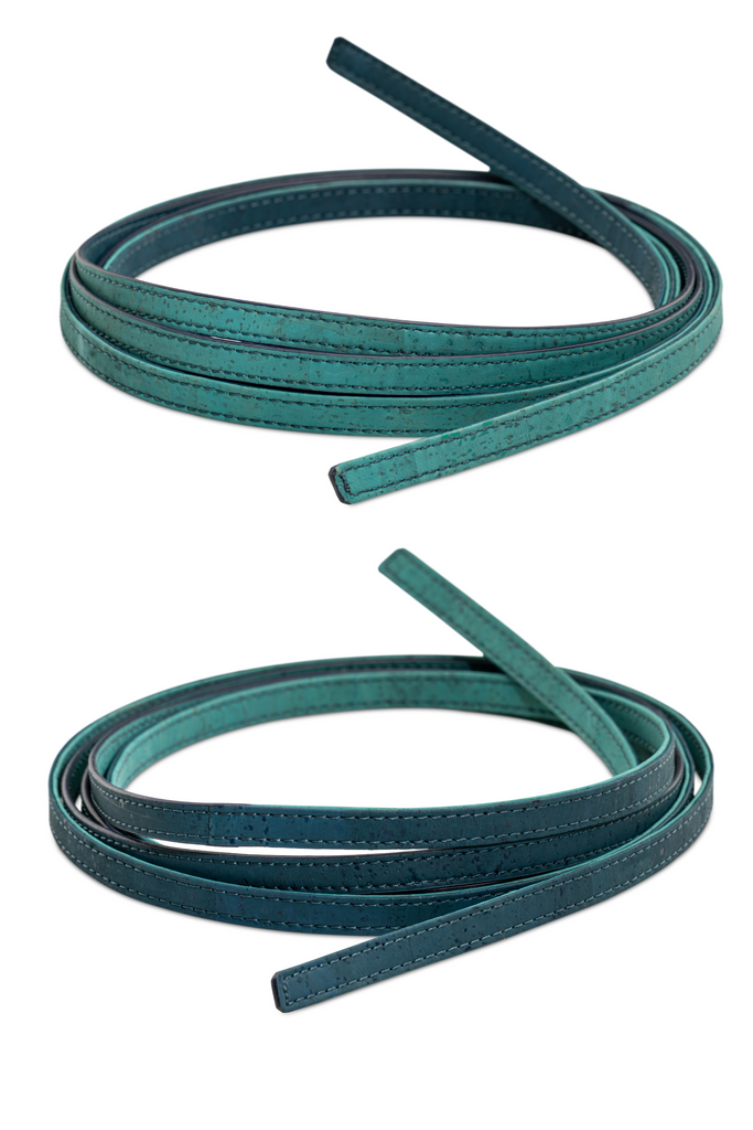 Teal and Turquoise Sustainable Cork Skinny Belt for Women | JULAHAS