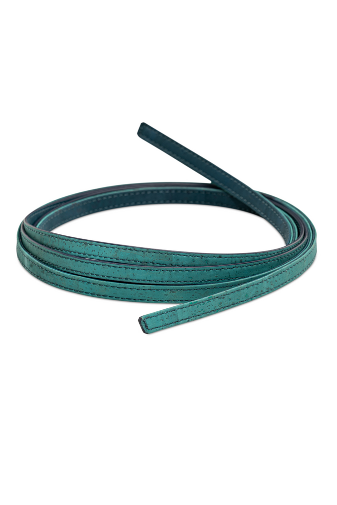 Shop Teal and Turquoise Sustainable Cork Skinny Belt for Women | JULAHAS