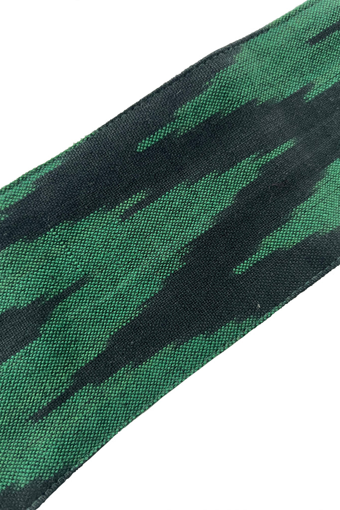 Dark Green and Black Ikat Obi style Wrap belt | JULAHAS