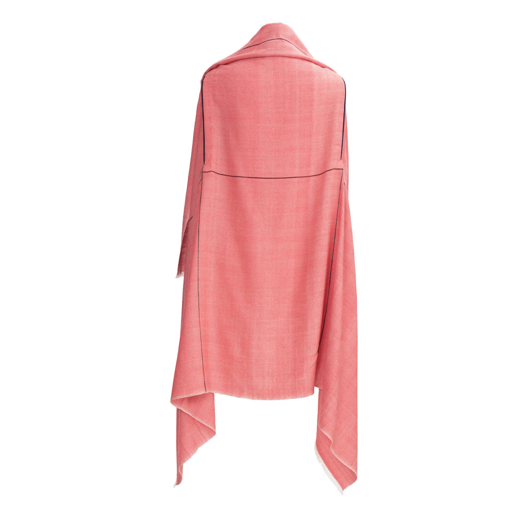 Off white and red fine wool cape Celestial Aphrodite | JULAHAS