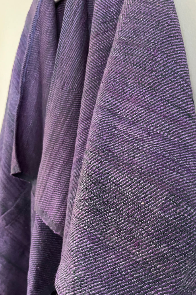 Purple and green free size wool silk Kimono | JULAHAS