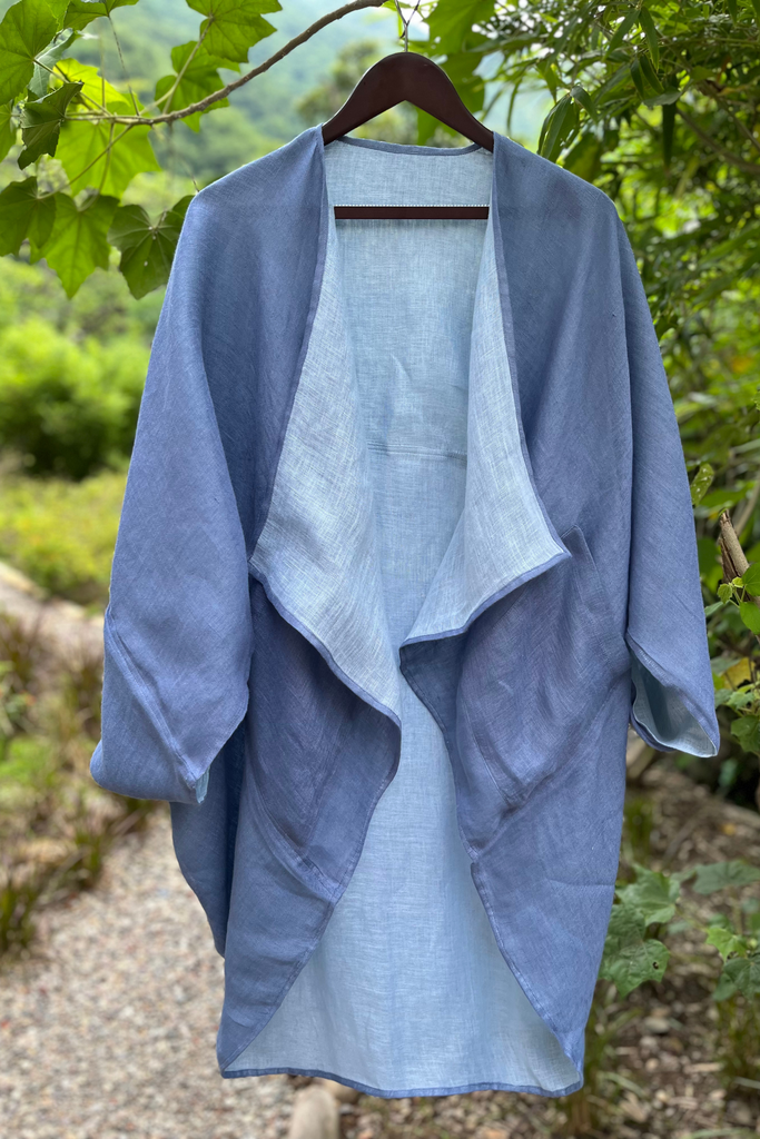 Reversible Linen Kimono Cornflower | JULAHAS