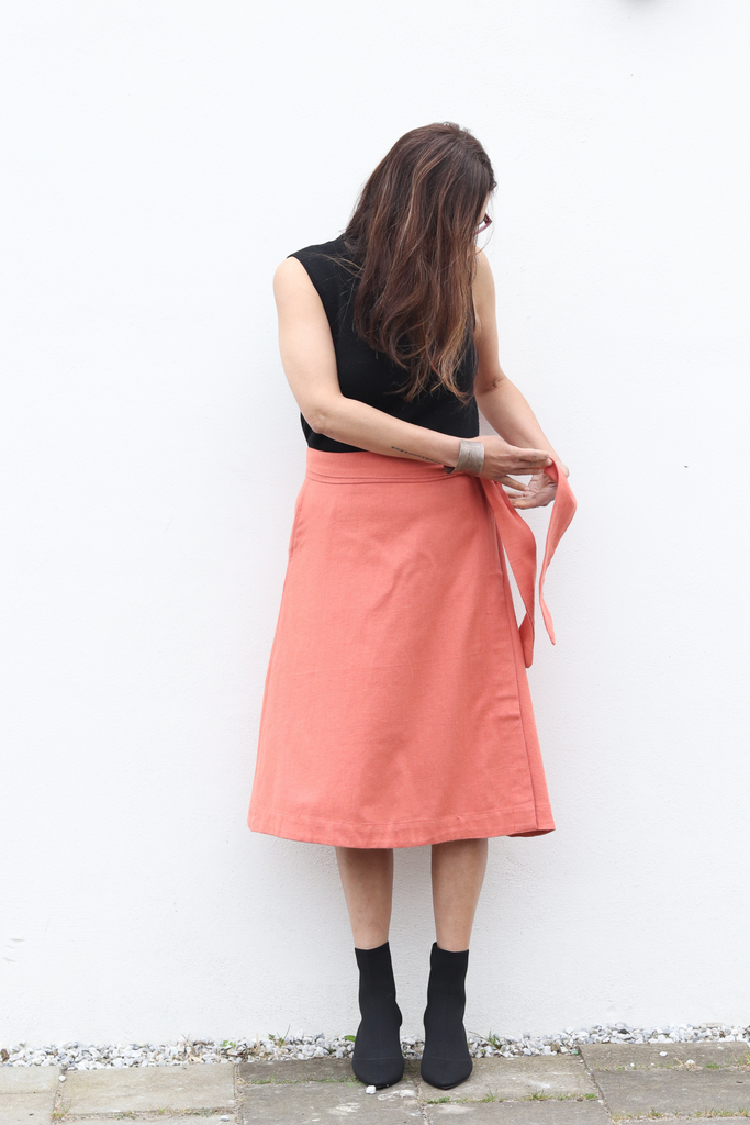 Coral adjustable Wrap Skirt in Cotton and Hemp | JULAHAS