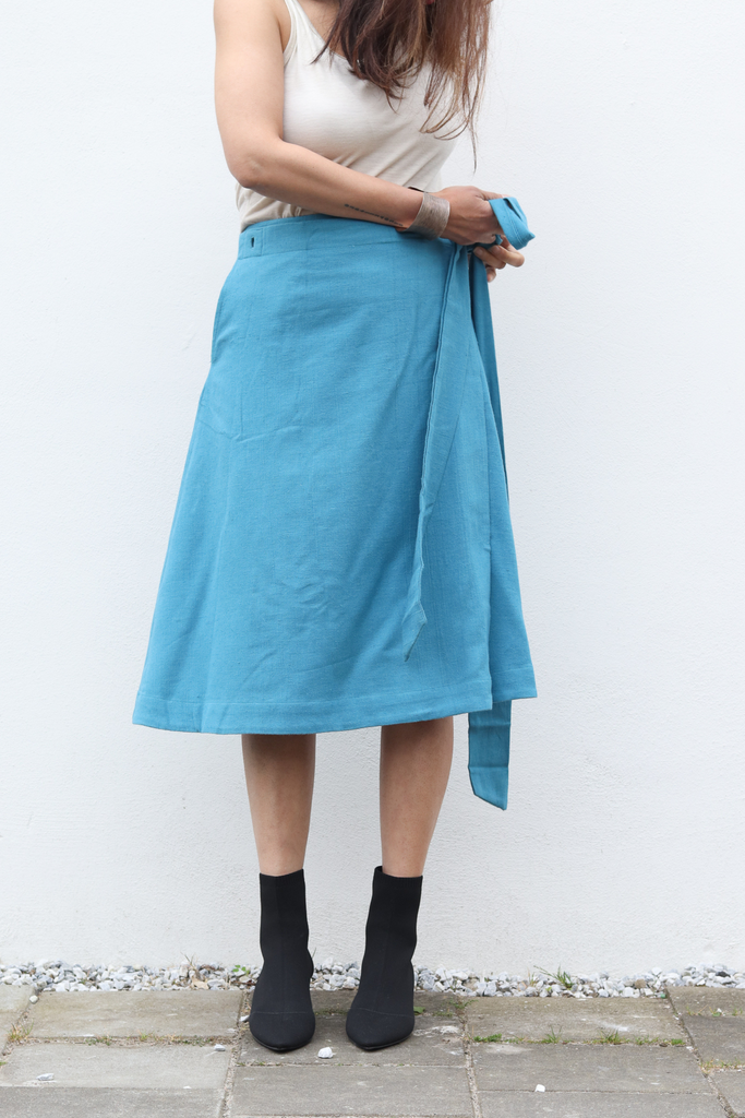 Cool and comfy cotton hemp wrap skirt adjustable waist | JULAHAS