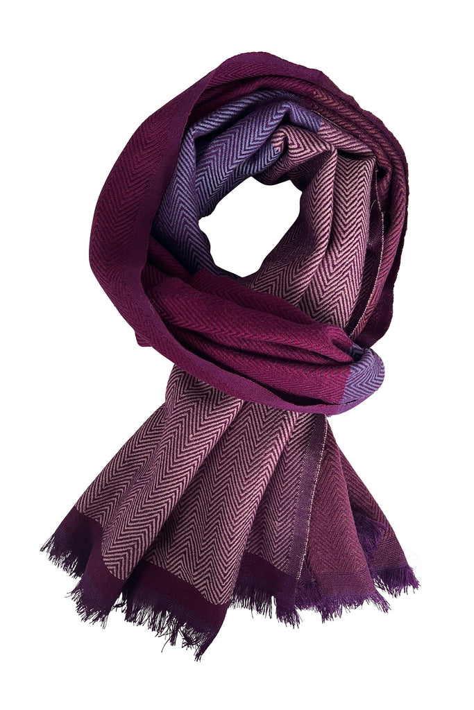 Purple wool scarf with colour blocks | JULAHAS