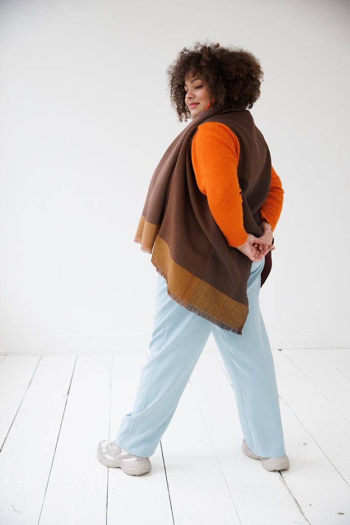 Brown and Maroon wool Cape plus size | JULAHAS