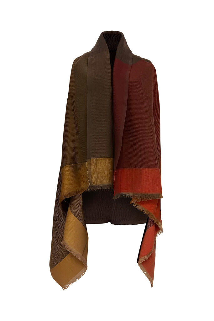 Brown and Maroon wool Cape plus size | JULAHAS