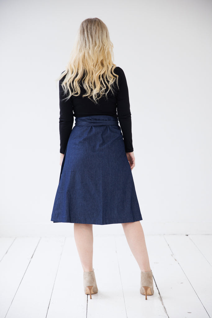 Denim wrap skirt with adjustable waist | JULAHAS