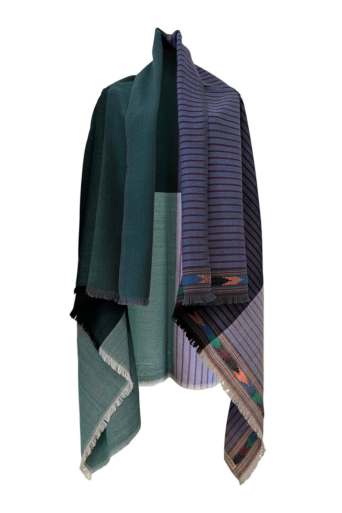 Handmade imperfects at markdown prices soft Wool Fusion Teal Purple Cape | JULAHAS
