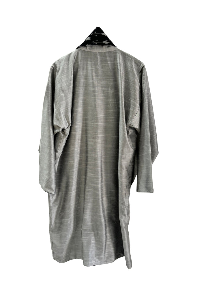 Small Ikat Weave Cotton Reversible Coat with Belt | JULAHAS