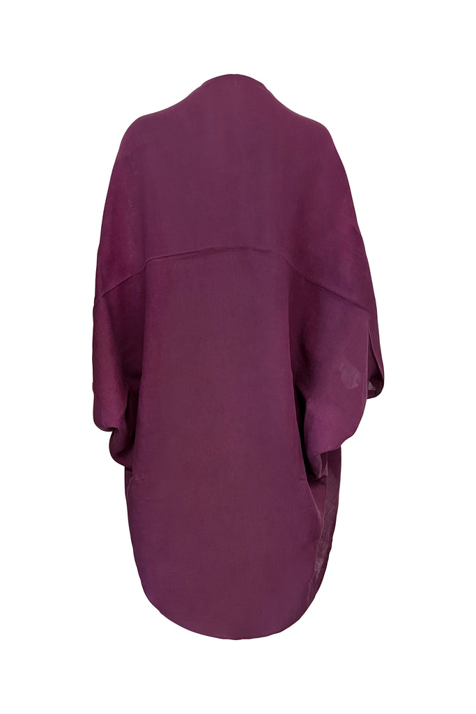 Linen Kimono Plum Caspia with pockets | JULAHAS