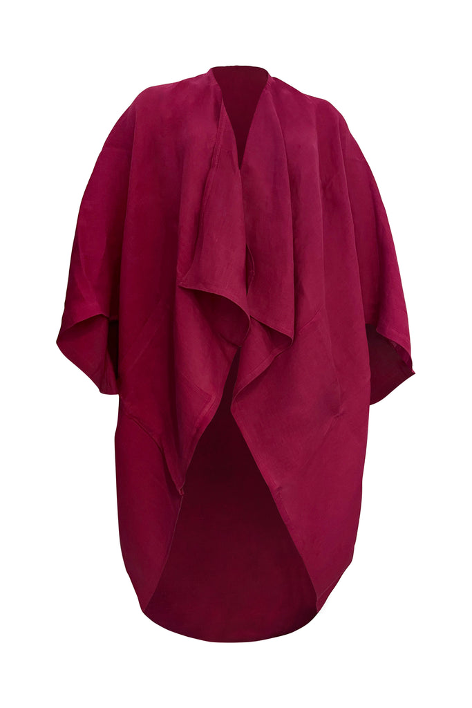 Lightweight linen kimono in Beetroot Purple | JULAHAS
