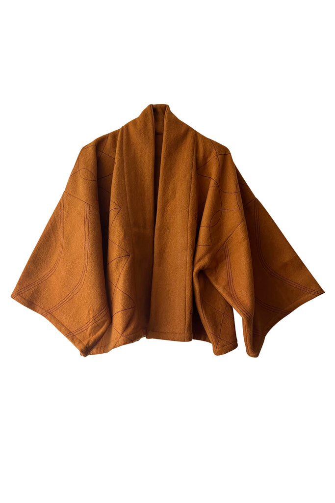 Crop Kimono Style Wool Jacket with embroidery | JULAHAS