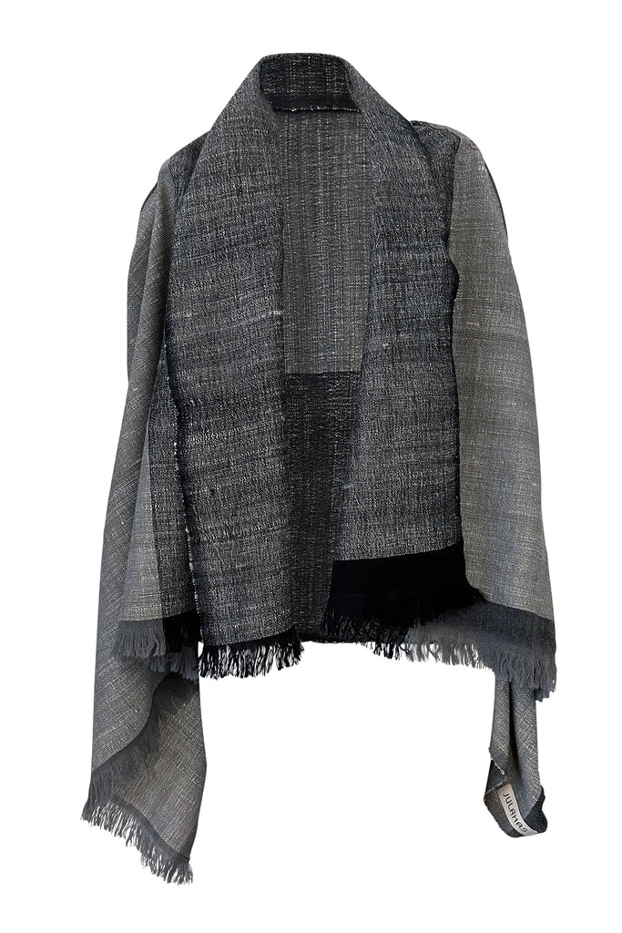 Grey, silver, black Wool Silk Short Cape | JULAHASGrey, silver, black Wool Silk Short Cape | JULAHAS