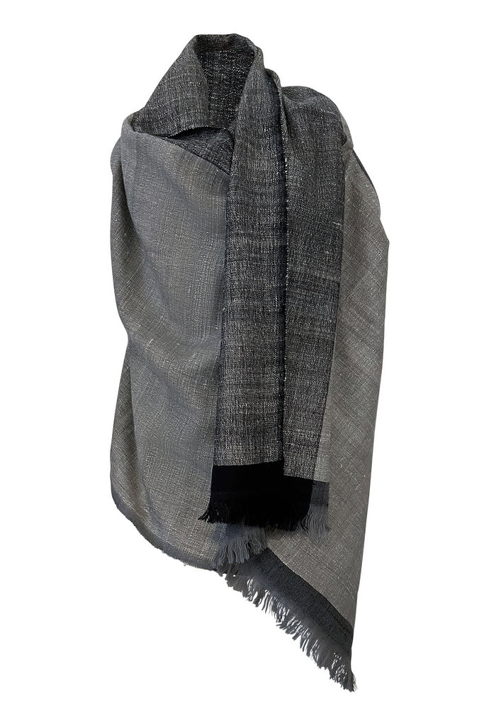 Grey, silver, black Wool Silk Short Cape | JULAHAS