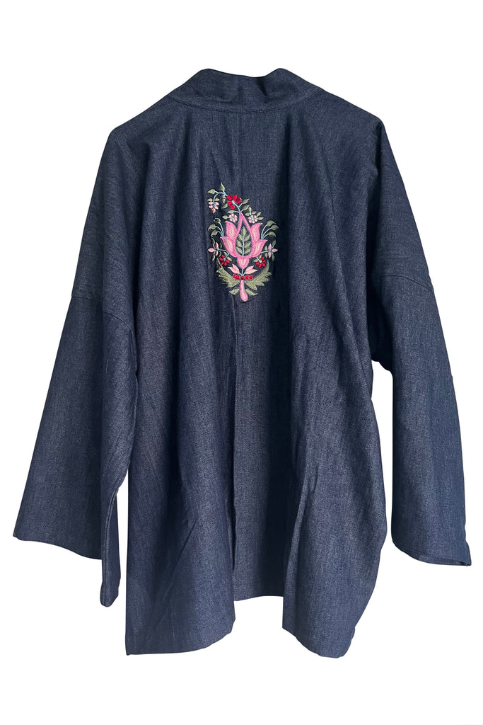 Denim overlay  with Kashida embroidery | JULAHAS