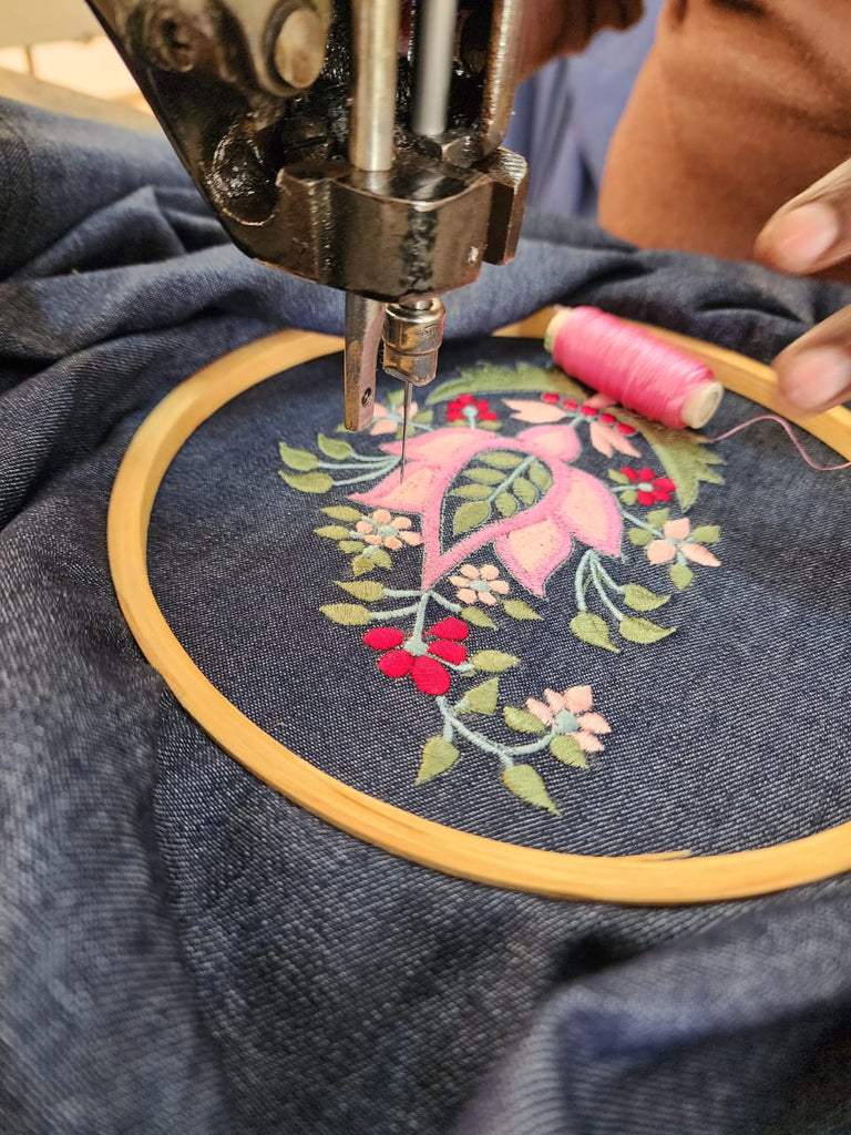 Denim overlay  with Kashida embroidery | JULAHAS
