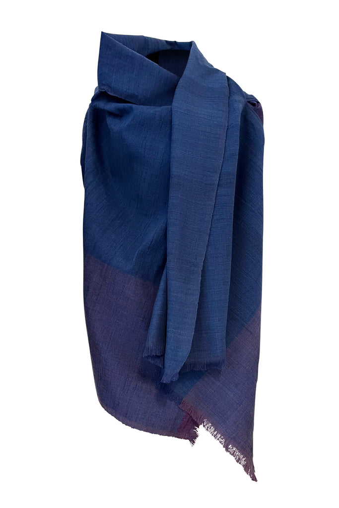 Short Wool Silk Cape purple blue | JULAHAS