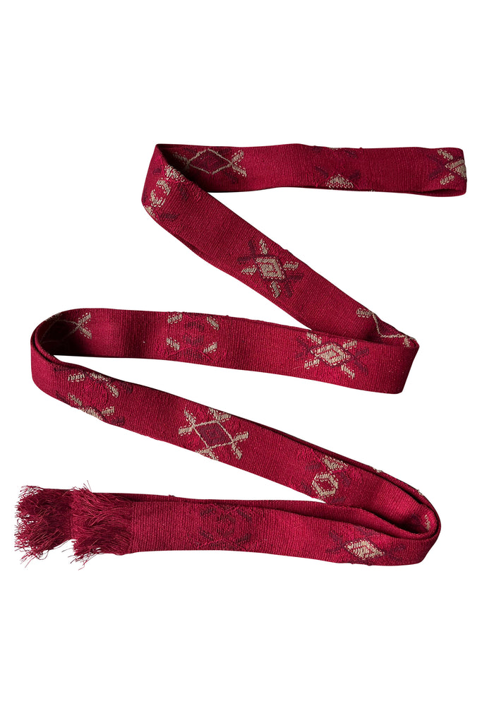 Handwoven cotton silk wrap belt Kera Red Contrast | JULAHAS