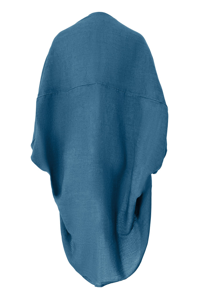 Teal Blue Single Layer 60 lea linen kimono | JULAHAS