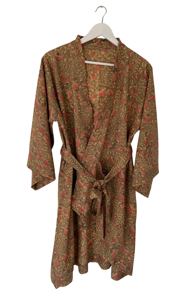 A dreamy Casade style Kimono handcrafted in small batches from hand block printed cotton