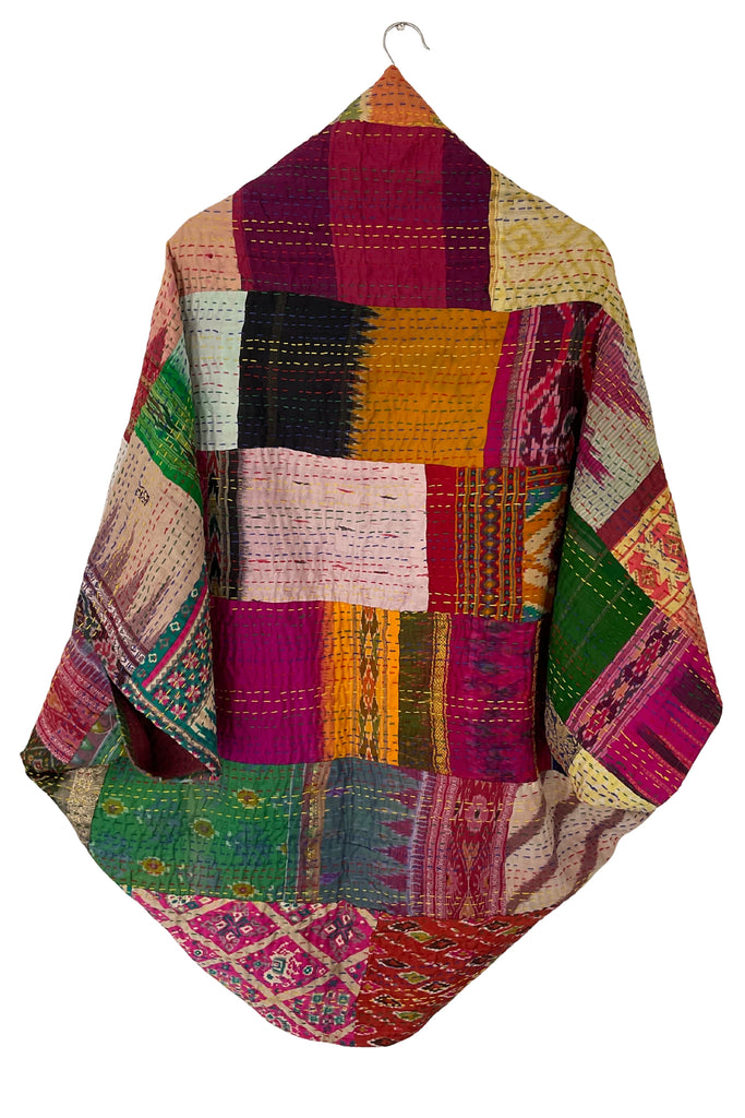 Colourful Patchwork shrug made from vintage kantha fabric