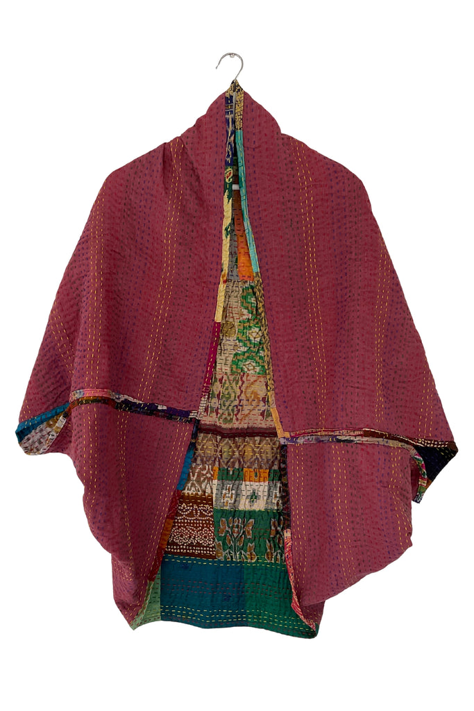 Multicolored quilted jacket on a white background