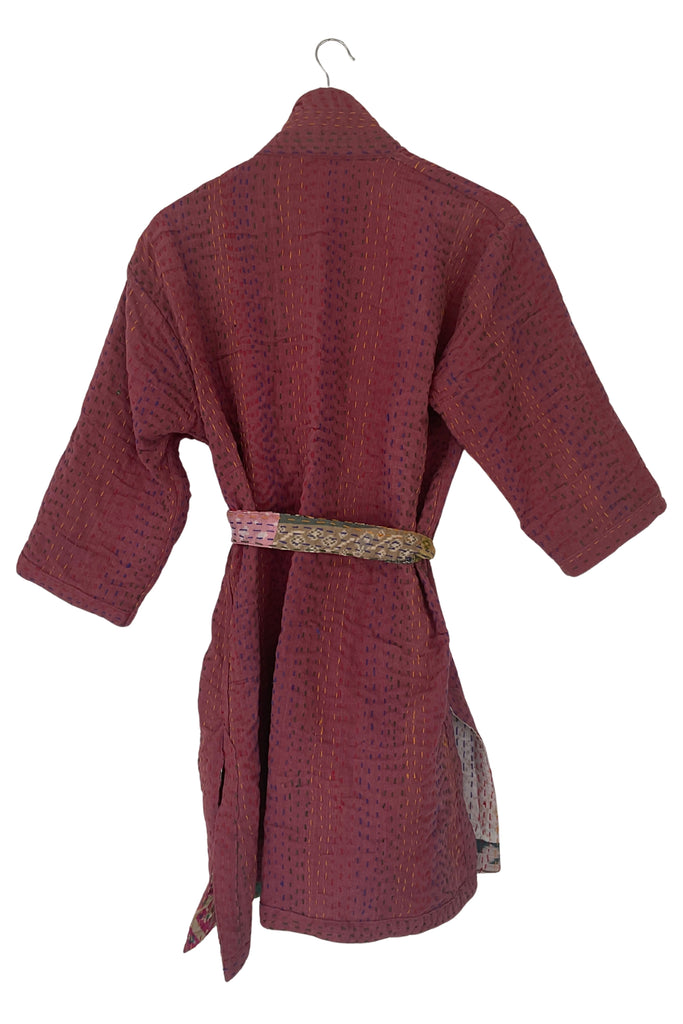 Maroon robe with a belt on a white background