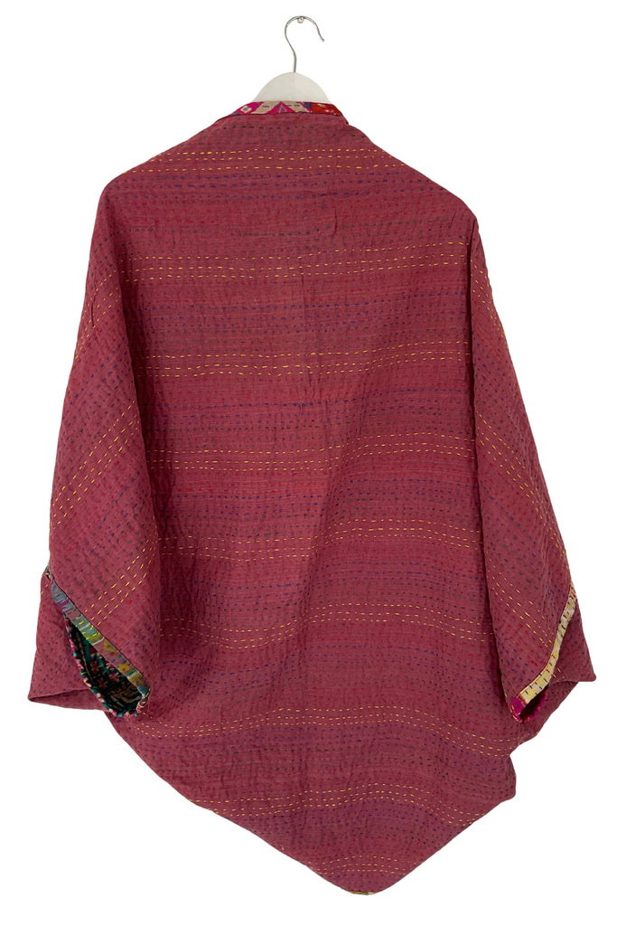 Colourful Patchwork shrug made from vintage kantha fabric